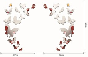 Sada 28 zrkadlových samolepiek Ambiance Butterfly