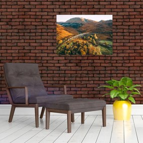 Sklenený obraz mosta v škótskom údolí (70x50 cm)