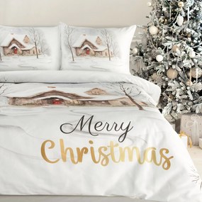 VIANOČNÉ SATÉNOVÉ OBLIEČKY JOYFULL 160X200 CM, 2 KS 70X80 CM VZOROVANÉ