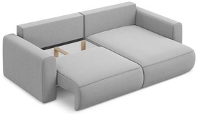 Svetlosivá zamatová rozkladacia/s úložným priestorom rohová pohovka (pravý roh/s leňoškou) Kapua – Makamii