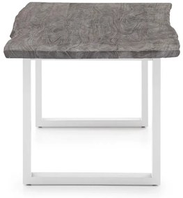 furniture-nabytek.cz - Masivní jídelní stůl Bullwer z akácie a kovu, šedo-bílý, lakovaný – 140×90 cm