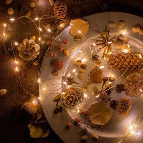 Nexos 74574 osvetlenie- strieborný drôt, 64 LED, teplá biela, 2 ks