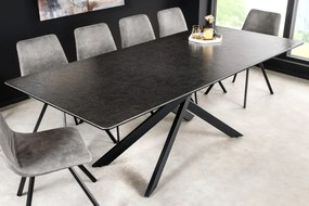 Jedálenský stôl 160 - 200 cm v antracitovom mramorovom vzhľade