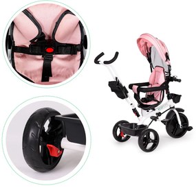 Trojkolka otočné sedadlo so strieškou Ružová ECOTOYS