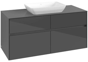 VILLEROY &amp; BOCH Collaro závesná skrinka pod umývadlo na dosku (umývadlo v strede), 4 zásuvky, 1200 x 500 x 548 mm, Glossy Grey, C11200FP