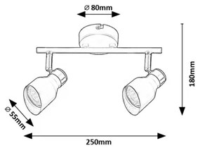 Rabalux 73048 - Bodové svietidlo LILOU 2xGU10/25W/230V