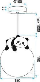 Toolight Toolight, závesné svietidlo PANDA G162-1CP, čierna-biela, OSW-07801