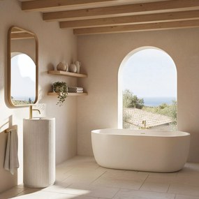 Rea Margarita, voľne stojace umývadlo, 390×390×850 mm, biela matná, REA-U0614