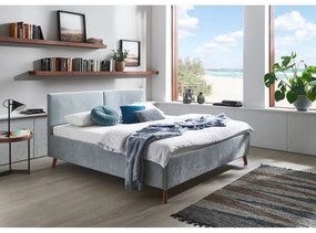 Svetlomodrá čalúnená dvojlôžková posteľ s roštom 160x200 cm Piano – Meise Möbel
