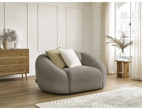 Sivohnedé kreslo z textílie bouclé Tina – Bobochic Paris