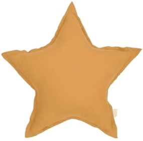Mini ľanový vankúš hviezda karamelová 36 cm