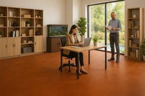 IVC Commercial, PVC podlaha - lino Logitex Ultimate 55 Sting T15, na mieru, šíře 2m,4m, oranžová, filc, chodba / predsieň