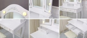 Toaletný stolík Elegant s LED osvetlením + hubka na make up ZADARMO