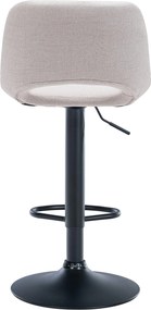Barová stolička Camden - látka, čierny rám - Krémová