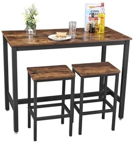 Sada barového stola a 2x barových stoličiek BARTIS hnedá/čierna