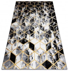 Koberec GLOSS 409A 82 3D kocka - čierny, zlatý, sivý