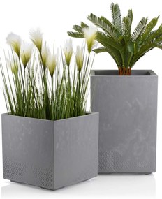 PLASTOVÝ KVETINÁČ NA KOLIESKACH BETONIQUE 60X40X40 CM IMITÁCIA BETÓNU SIVÁ
