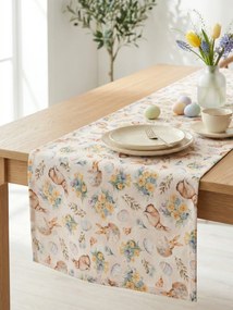 Veľkonočný behúň 40 x 180 cm - Zajačikovia béžový
