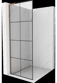 Mexen Kioto L sprchová stena Walk-in 90 x 200 cm, čierny vzor, brúsená meď - 800-090-103-65-77
