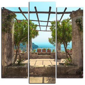 Obraz na plátne - Staroveká záhrada na morskom pobreží - štvorec 3249C (105x105 cm)