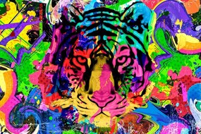 Tapeta farebná hlava tigra - 300x200