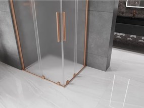 Mexen Velar Duo, sprchový kút s posuvnými dverami 100 x 90 cm, 8mm sklo námraza, medená matná, 871-100-090-32-65
