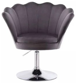 LuxuryForm DESIGN Kreslo FREY VELUR na striebornom tanieri - tmavo šedé