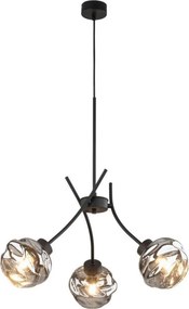 Závesný luster na lanku ZULIA 3xE27/15W/230V čierna/dymová čierna