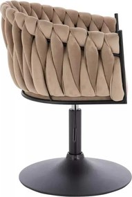 LuxuryForm DESIGN Stolička NORDEN VELUR na čiernom tanieri - latte