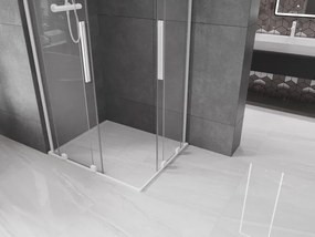 Mexen Velar L Duo, sprchový kút s posuvnými dverami 100 x 90 cm, 8mm číre sklo, biela matná, 871-100-090-02-03-20
