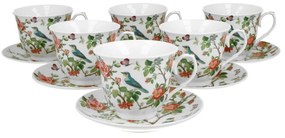 Porcelánová šálka na nohe s podšálkou Crocus Birds On A Branch 250 ml sada 6ks