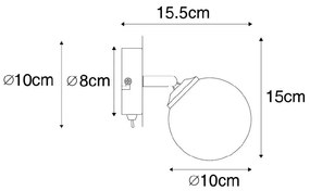 Moderné bodové svetlo čierne s opálovým sklom s vypínačom - Atény