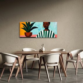 Obraz - Žena s kvetinou (120x50 cm)