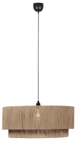 Japandi závesná lampa čierna s hnedým lanom 60cm - Smilla