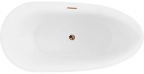 Mexen Eos, voľne stojaca vaňa 150 x 75 cm, biela, ružové zlato prepad, 52471507500-60