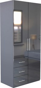 XXXLutz ŠATNÍKOVÁ SKRIŇA, antracitová, antracitová s vysokým leskom, 98/219/59 cm P & B - Skrine - 000885000408
