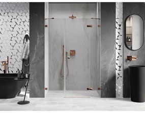 Mexen Lunar, pravé otočné sprchové dvere 150 cm, 8mm číre sklo, ružové zlato profil, 834S-150-050-60-00-P