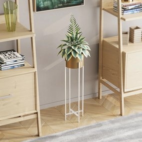 Kovový stojan na kvety GED-025-C Loft, biela/zlatá
