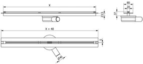 Mexen Flat Super Slim, super tenký odtokový žľab s 360° rotačným sifónom 160 cm, čierna matná, 1751160