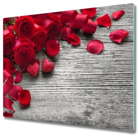 Sklenená doska na krájanie Červené ruže 60x52 cm
