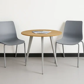 Konferenčný stôl PRIMO VIBE, priemer 80 cm, sivostrieborná podnož, grafit