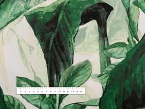 Biante Zamatový záves Tamara TMR-028 Veľké zelené listy 135x140 cm