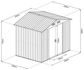 Záhradný domček na náradie Avenberg 2.4 x 2.4 m Antracit SD-X0808-H170