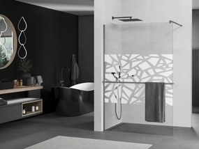 Mexen Kioto+, sprchová zástena Walk-In s poličkou a vešiakom 110 x 200 cm, 8mm číre sklo biely vzor, grafitový profil, 800-110-121-66-85