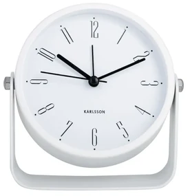 Dizajnový budík Karlsson 5989WH biely, priemer 12cm