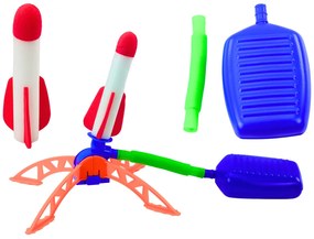 LEAN TOYS Penový raketomet s pumpou - modrý
