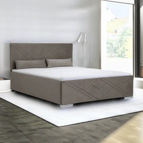 Čalúnená posteľ s kontajnerom a matracom CRIS Hnědý 140 x 200 cm