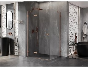 Mexen Lunar, 1-krídlový sprchový kút, ľavý, 80 x 70 cm, 8mm číre sklo, medený profil, 834-080-070-65-00-L
