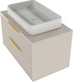 Závěsná skříňka pod umyvadlo Avila s deskou 80 cm kašmír/zlatá