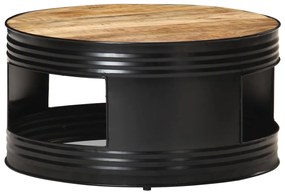 Konferenčný stolík, čierny 68x68x36 cm, surové mangové drevo